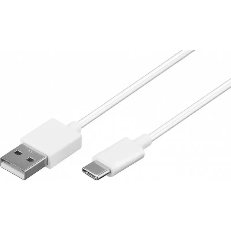 Wentronic 59130 2m USB A USB C stekker wit USB-kabel (59130)