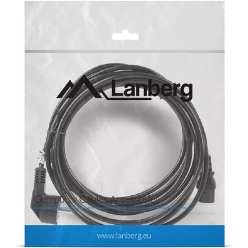 Netkabel LANBERG CA-C13C-11CC-0050-BK – 5 m, C13-koppeling naar CEE7/7, haaks C13