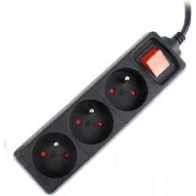 Gembird EG-PSU3F-01 overspanningsbeveiliging zwart 3 AC-stopcontacten 230 V 0,6 m