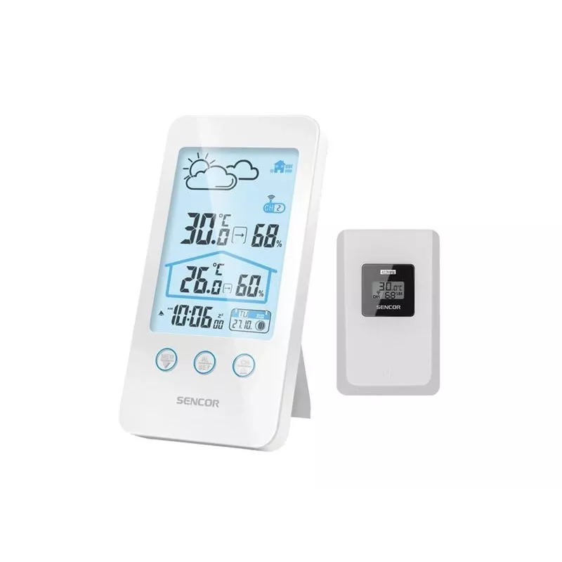 Sencor SWS 3000 W weerstation met laadstation en draadloze sensor, wit