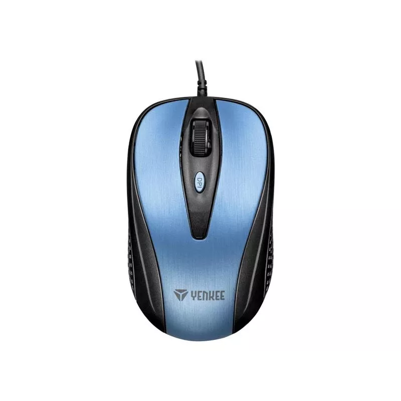 USB-kabelmuis, 4 knoppen, optisch, symmetrisch, blauw