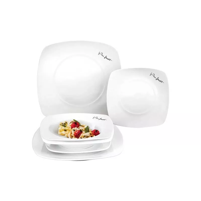Lamart LT9002 Dine porseleinen bordenset, 6 st. (2 platte, 2 diepe, 2 dessertborden), 24,5/19,2/17,3 cm, wit