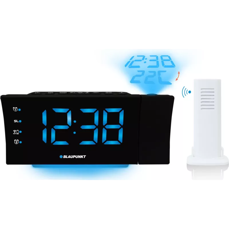 Blaupunkt CRP81USB wekkerradio met projectie en USB-oplaadpoort, zwart