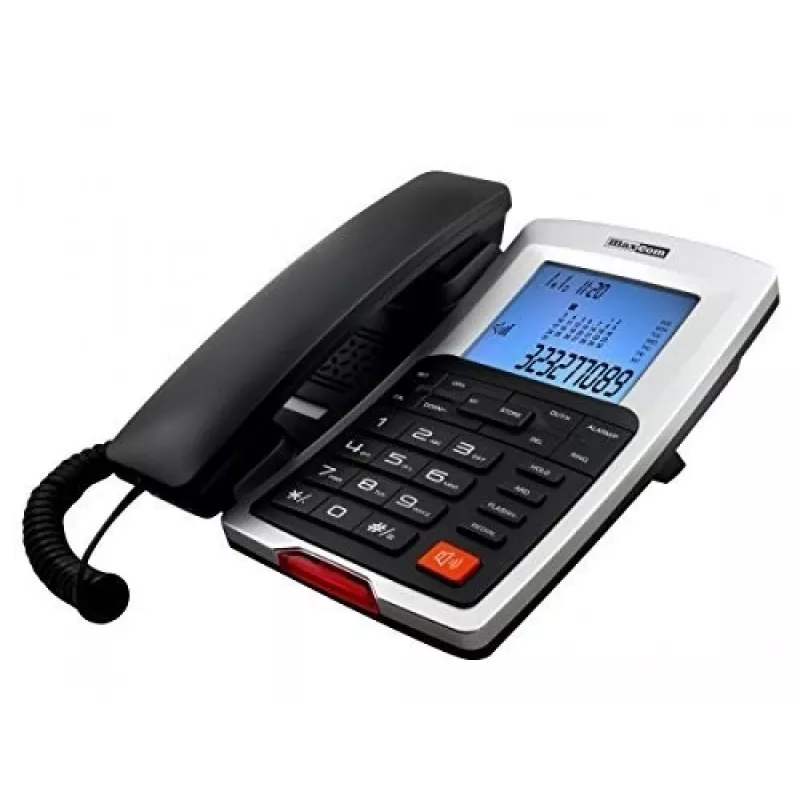 Maxcom telefoon met snoer voor op het bureau, zwart