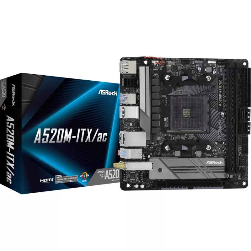 Moederbord ASRock A520M-ITX/ac socket AM4 Mini-ITX