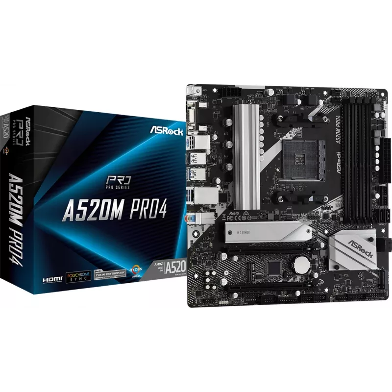 Moederbord ASRock A520M PRO4 socket AM4 micro ATX