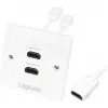 LogiLink AH0015 HDMI-wandcontactdoos, 2 poorten, wit