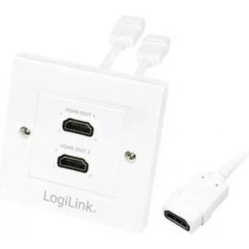 LogiLink AH0015 HDMI-wandcontactdoos, 2 poorten, wit
