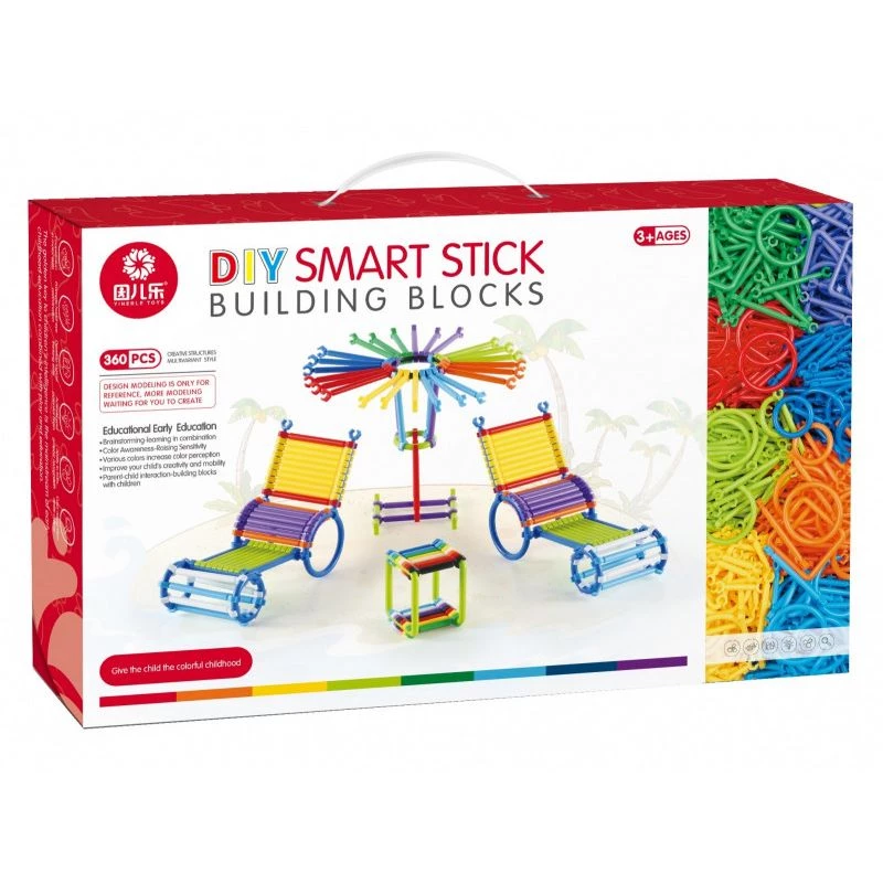 Bouwset Ascato Blocks Sticks 360 elementen in doos