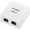 LANBERG opbouwdoos RJ-45 Cat6 OU6-0002-W wit, 2 bussen, 30×54×57 mm