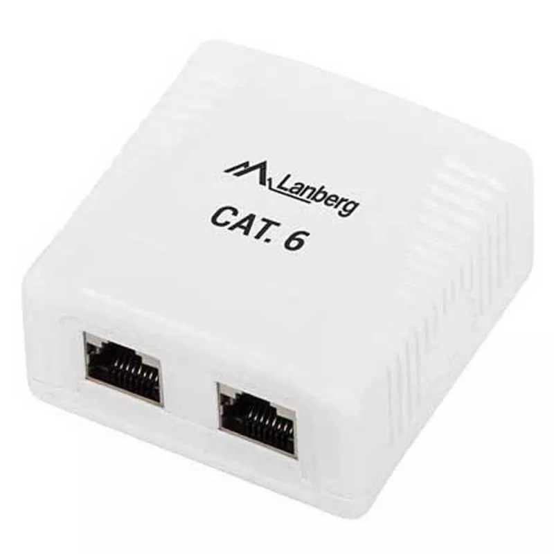 Lanberg OS6-0002-W opbouwdoos, 2x RJ45 Cat.6, wit