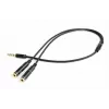 Gembird CCA-417M audioadapter, 4-pins 3,5 mm male naar 2x 3,5 mm female, 0,2 m, zwart