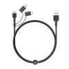 AUKEY CB-BAL5 3-in-1 gevlochten kabel, Micro USB / USB-C / Lightning, 1,2 m, zwart