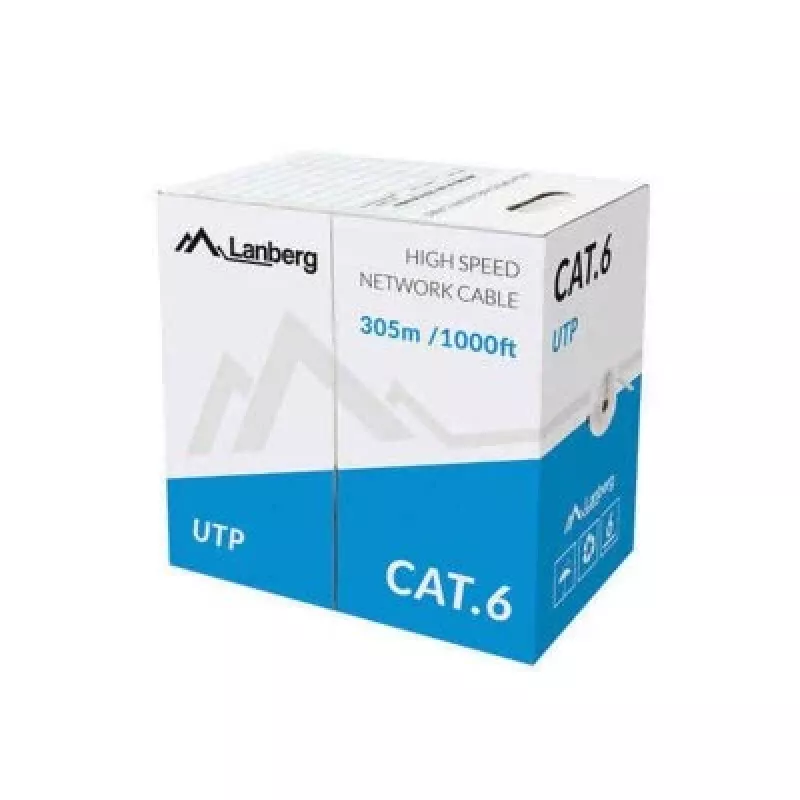 Lanberg LCU6-10CC-0305-S netwerkkabel Cat6 U/UTP, 305 m, massief, CCA, 1 Gb/s, grijs