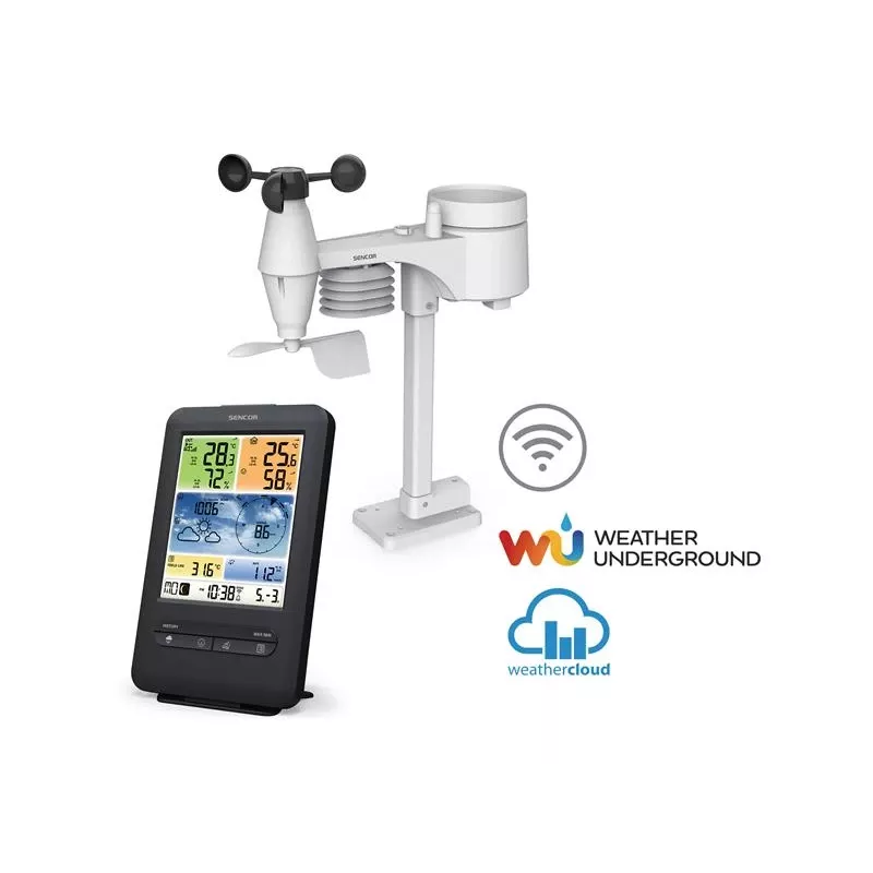 Sencor SWS 9898 professioneel wifi-weerstation met 5-in-1-sensor, zwart