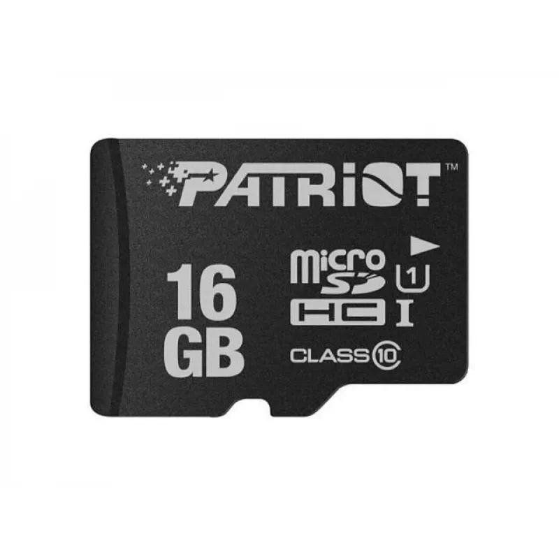 MicroSDHC-geheugenkaart PATRIOT PSF16GMDC10 — 16 GB, Class 10, UHS-I (U1), 80 MB/s, zwart