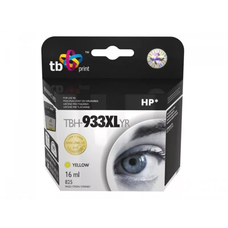 TB TBH-933XLYR Gereviseerde inktcartridge voor HP Officejet 6100 ePrinter (HP 933XL), geel