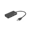 USB-hub NATEC Moth 4-poorts USB 3.2 Gen 1 Type-A (5000 Mbit/s), USB-gevoed, zwart, 0,15 m kabel
