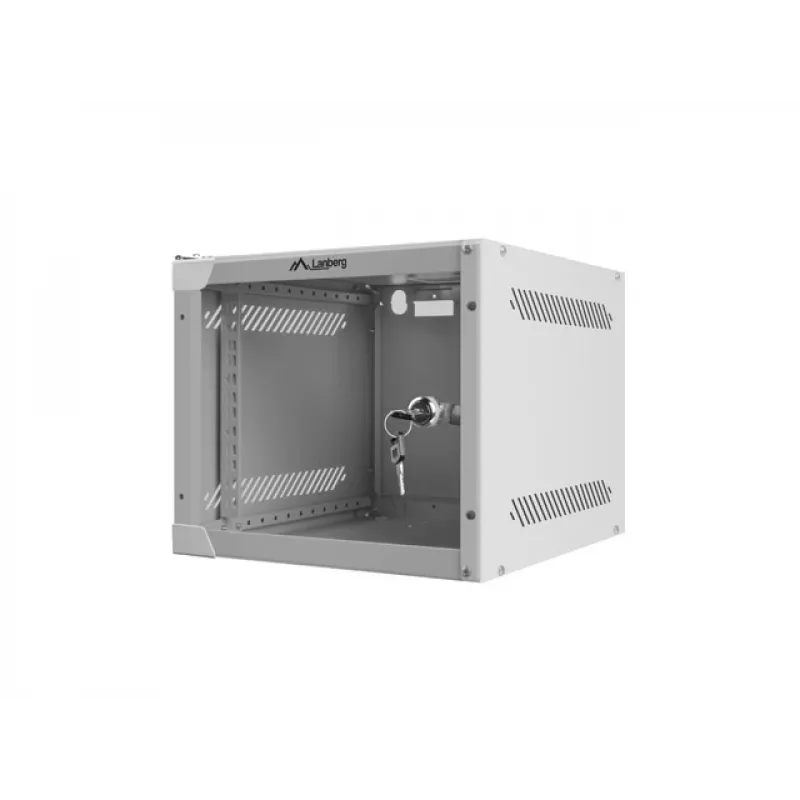 Lanberg WF10-2304-10S 10" wandrack-kast 4U, 280×310 mm, glazen deur, 20 kg, grijs (RAL 7035)