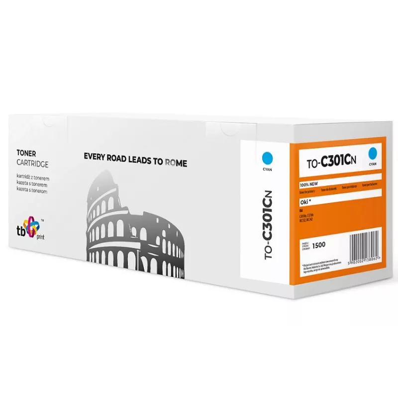 Toner TB compatibel met OKI C301 TO-C301CN cyaan