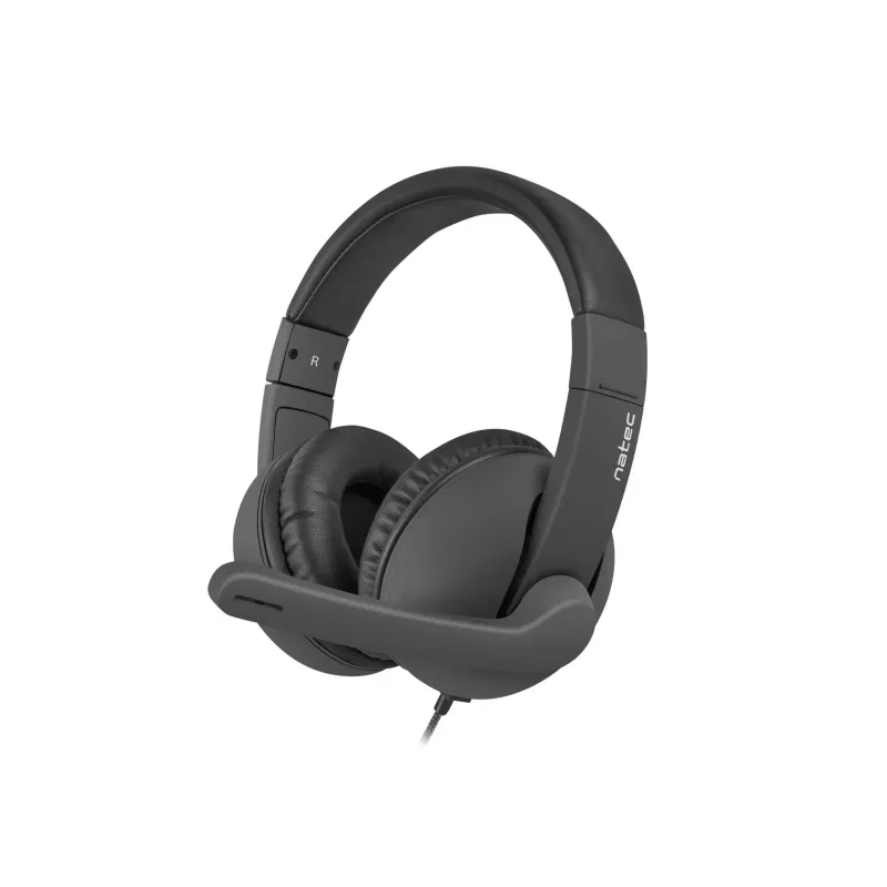 Bedrade binaurale headset NATEC Rhea met beugelmicrofoon, 3,5-mm-aansluitingen, 2,2 m kabel, 32 Ω impedantie
