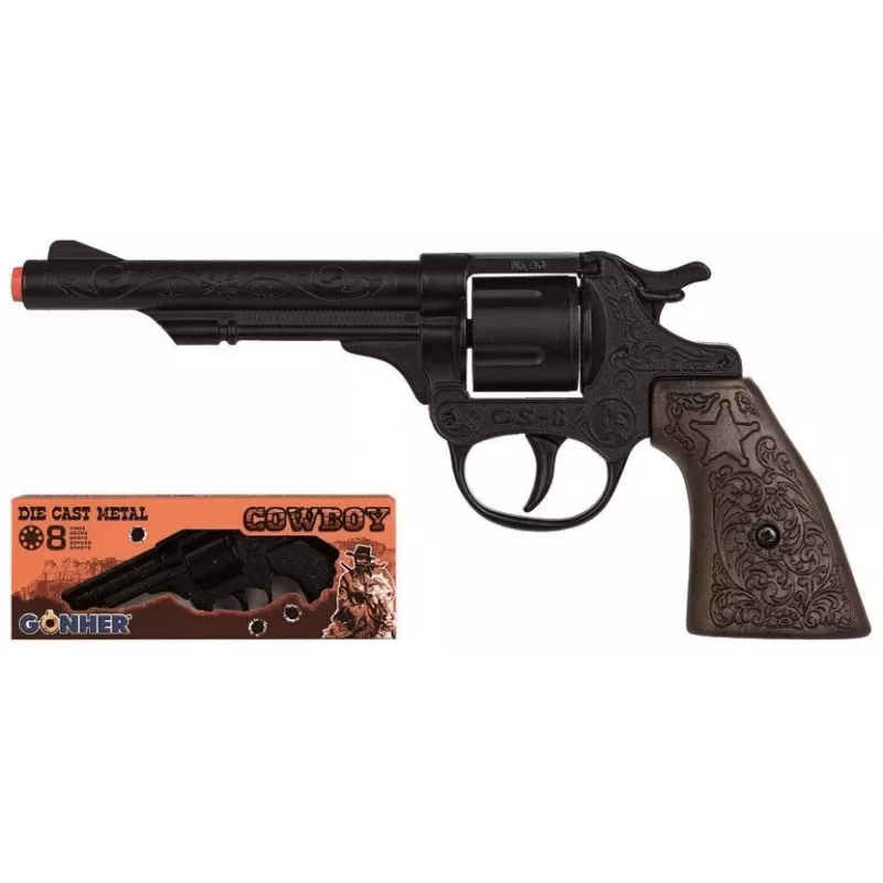 Speelgoed metalen cowboypistool Pulio model 15580/6 – realistisch design, metalen constructie