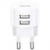 USAMS US-CC080 T20 ronde reislader, 2x USB, 5 V 2,1 A, 10 W, wit