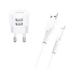 usams oplader T20 2x USB 2.1A met Lightning-kabel – draagbare USB-wandlader