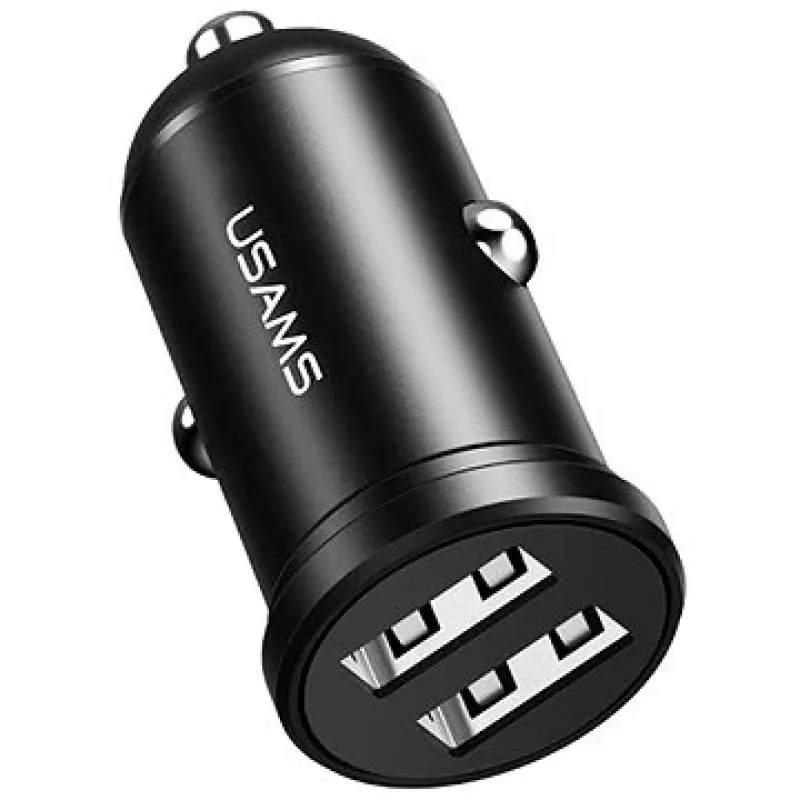 Autolader usams USA000867 — Dual USB 2×2,4A, zwart