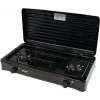 Mpm Kn-02/1kb draagbare gasbrander camping 2 branders geëmailleerd rooster beschermdeksel standaard G30-37 mbar zwart