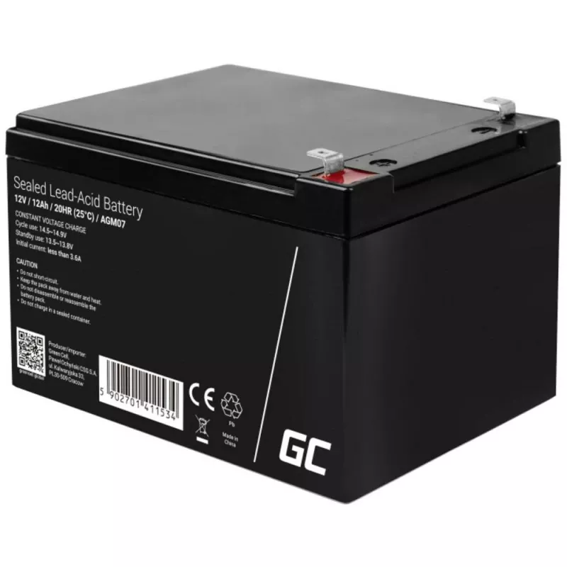 UPS-batterij Green Cell AGM04 12V 7Ah verzegelde lood-zuur (VRLA) zwart, 1 stuk