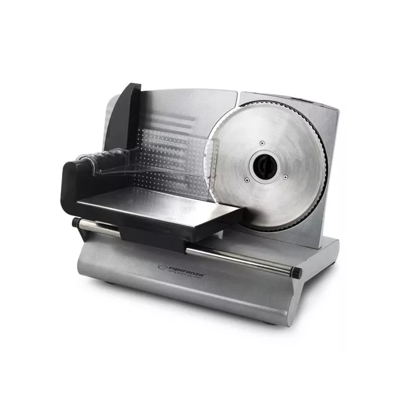 Esperanza Mortadella EKM018K elektrische snijmachine voor voedsel, 150 W, max. snijdikte 15 mm, roestvrij staal, zilver