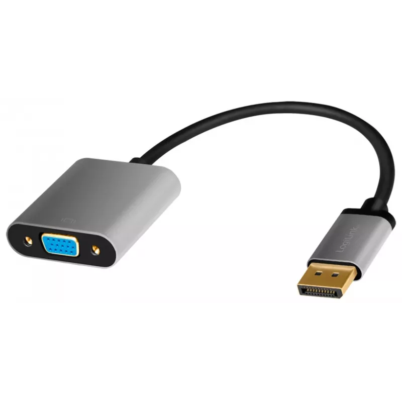 LogiLink CDA0109 kabeladapter DisplayPort naar VGA 0,15 m zwart grijs