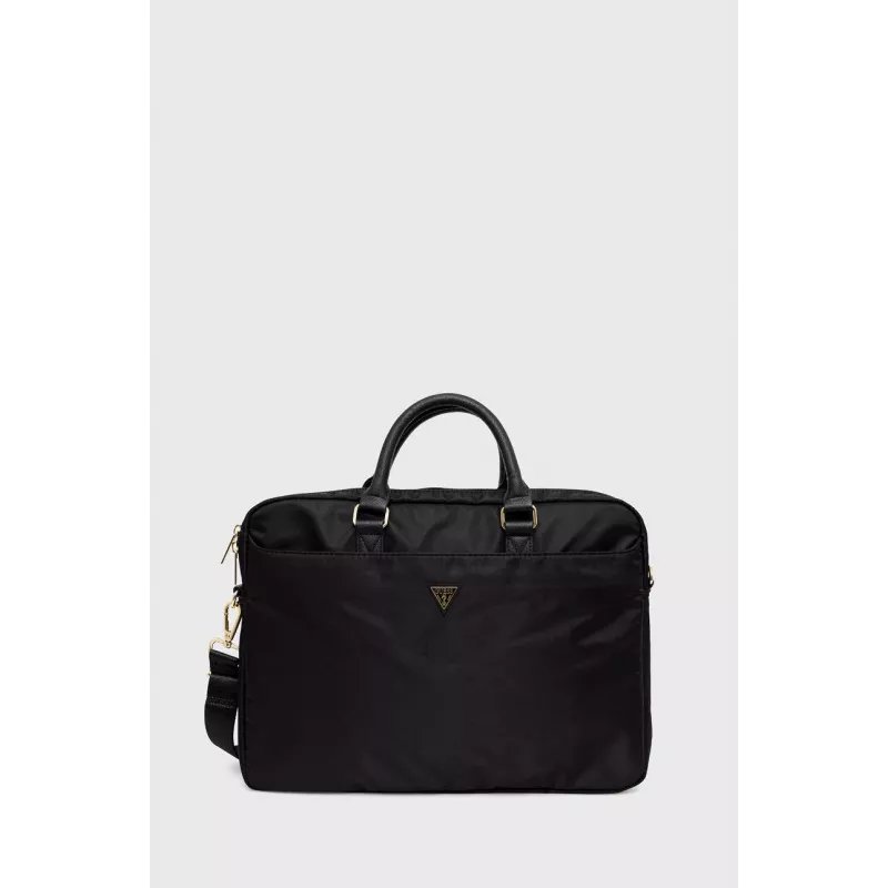 Laptoptas GUESS GUCB15NTMLBK 16 inch zwart nylon met driehoek-logo