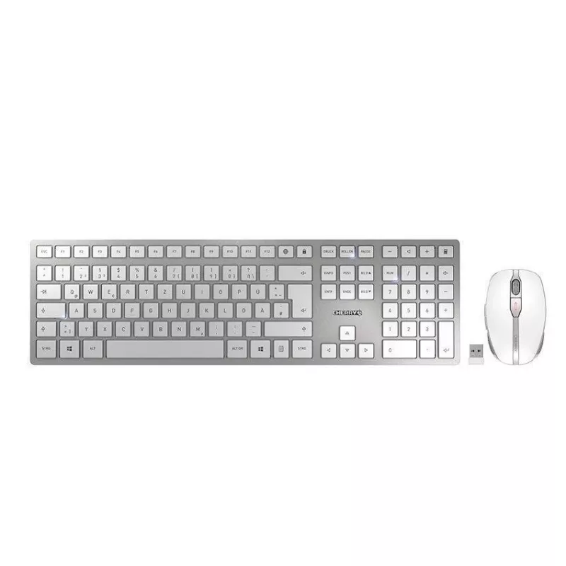 CHERRY DW 9100 SLIM toetsenbord muis inbegrepen universeel RF draadloos + Bluetooth QWERTZ Duits zilver