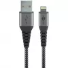 Goobay 49268 textielkabel van Lightning naar USB-A met metalen stekkers, MFi, 1 m, spacegrijs/zilver