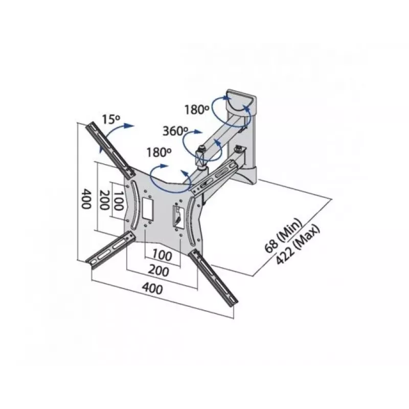 TB tv-wandbeugel TB-254E tot 60 inch 30 kg