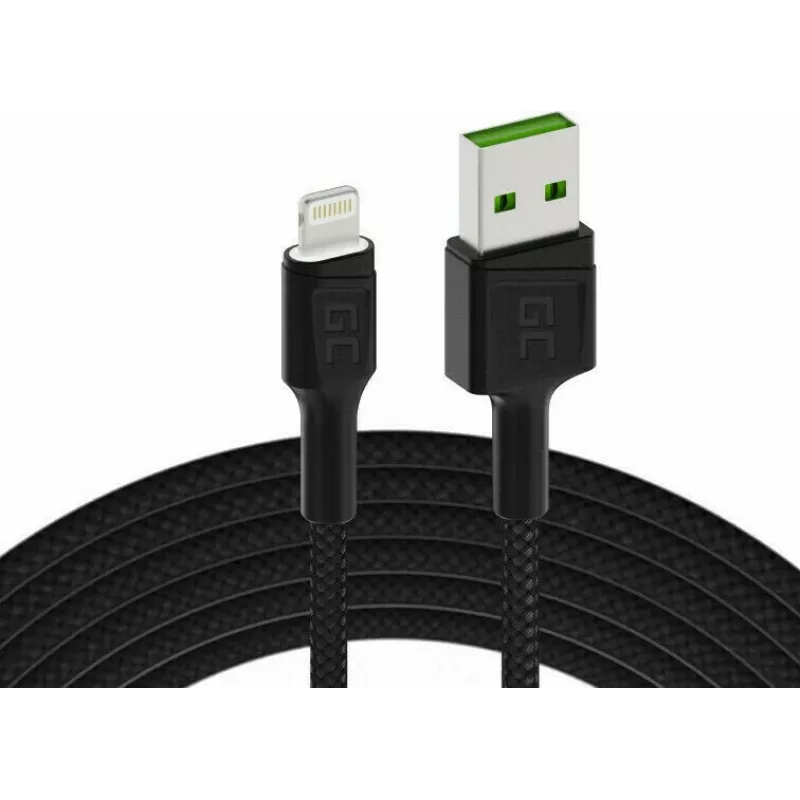Lightning-naar-USB-A-kabel Green Cell KABGC12, 2 m, Lightning – USB A, zwart