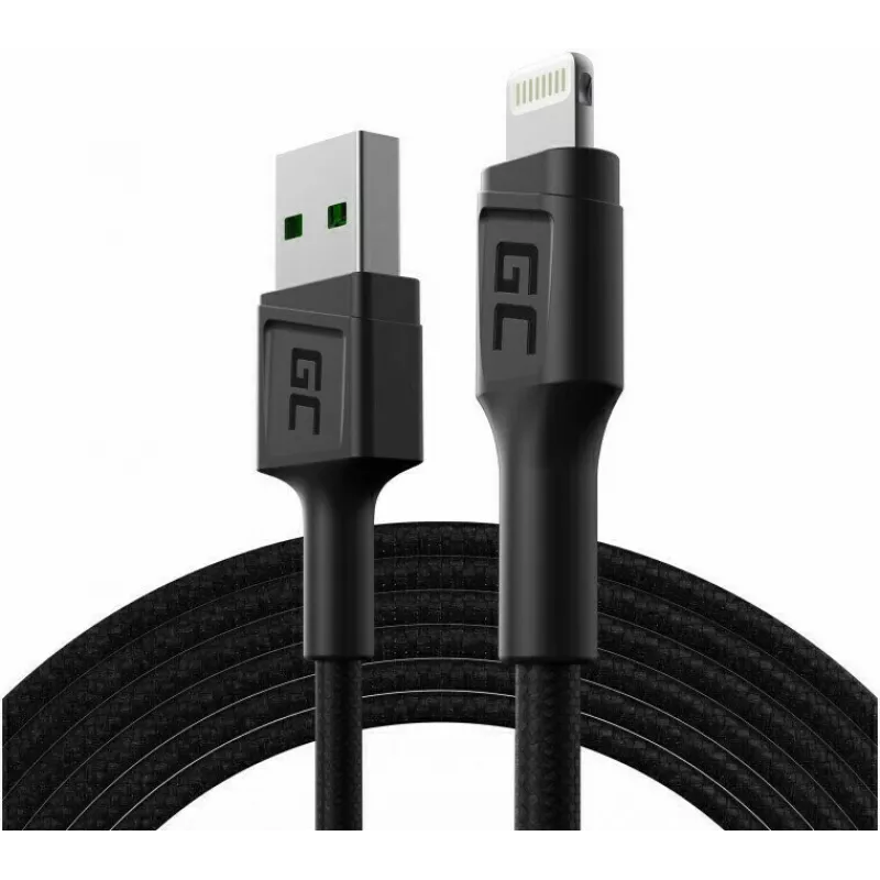 Lightning-kabel Green Cell KABGC18 — 2 m, Lightning naar USB-A, zwart
