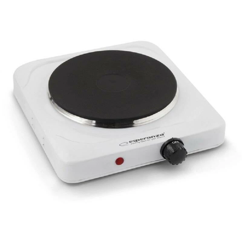 Esperanza EKH002W Pinatubo elektrische kookplaat met één zone en gesloten plaat, 1500 W, Ø18,5 cm, wit