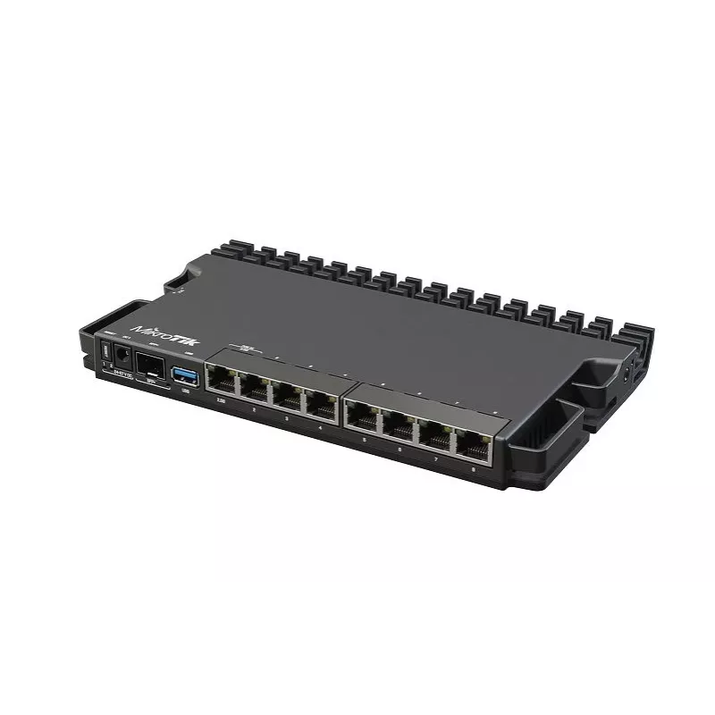 Kabelrouter MikroTik RB5009UG+S+IN — 1x RJ-45, 7x Gigabit koper, 1x SFP+, PoE, DC, 2,5GbE-interface, zwart