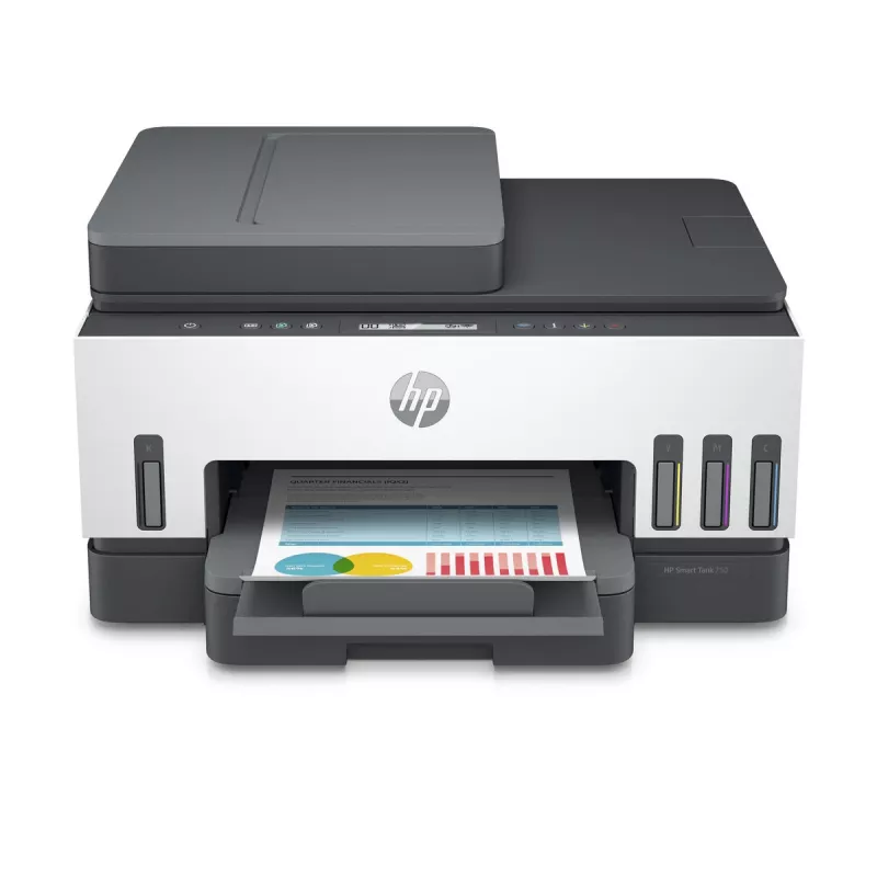 HP Smart Tank 750 multifunctionele printer, inkttank, kleur, WLAN, Smart App, duplex, ADF, automatische documentinvoer