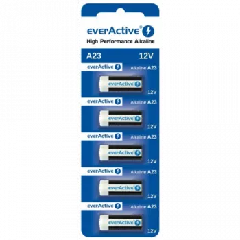 Alkaline-batterijpak everActive A23 12V, 5 stuks blister — voor afstandsbedieningen en kleine elektronica