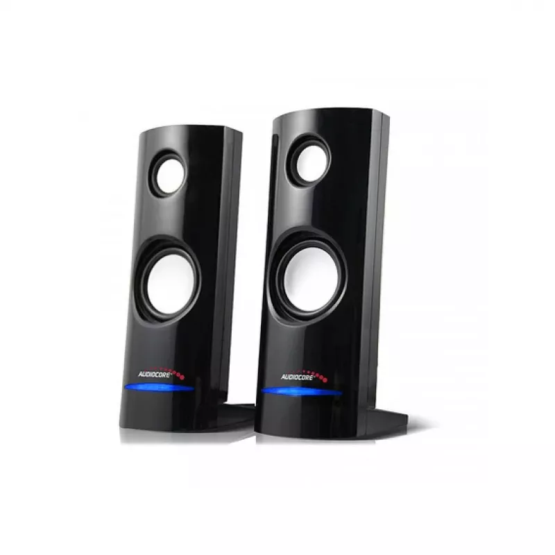Bekabelde 2-weg-pc-luidspreker Audiocore AC860, 2.0 kanalen, 4 W RMS, USB-voeding, 3,5 mm ingang, zwart