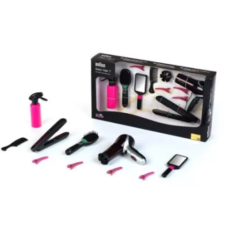 Theo Klein 10-delige mega bruine kinderkapsalon- en beautyset van kunststof