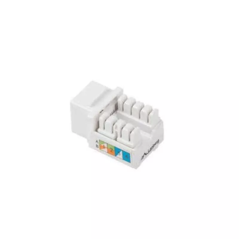 Keystone-module LANBERG KSU6-1090, Cat6 U/UTP plat, RJ-45 stekker naar LSA-bus, AWG 22/26, 14.5×16.1 mm, wit