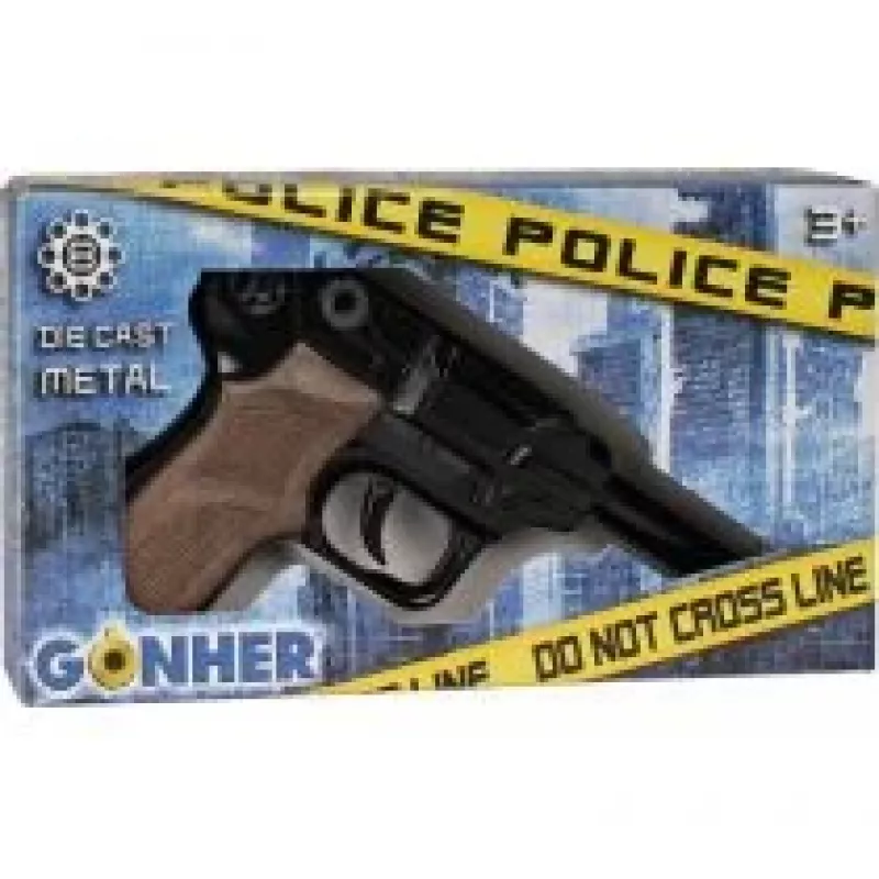 Metalen speelgoedpolitierevolver Gonher 8-schots, metalen constructie, model 258441
