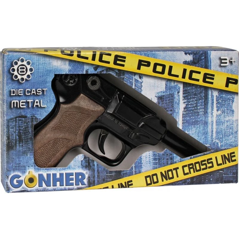 Metalen speelgoedpolitierevolver Gonher 8-schots, metalen constructie, model 258441