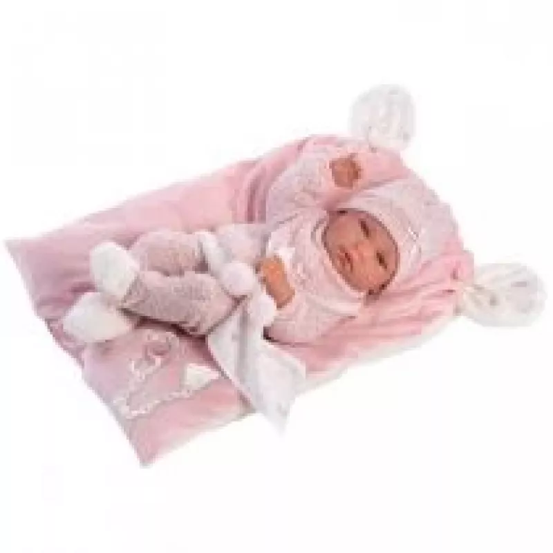 Pop 73860 babypop Nica op roze deken 38 cm Llorens
