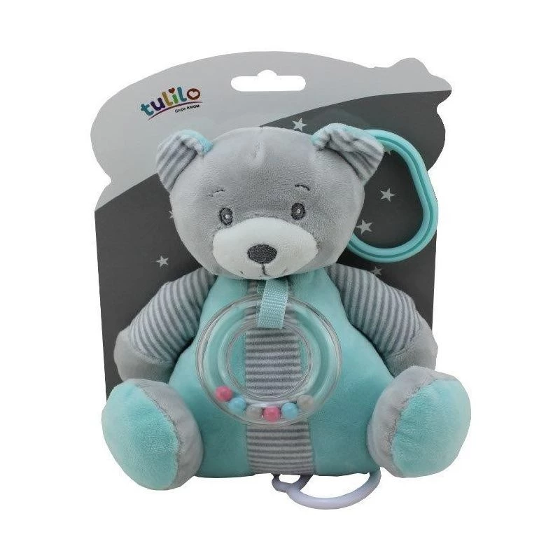 Speeldoosje TULILO mint teddybeer 18 cm — mechanisch muziekspeelgoed, 18 cm hoog
